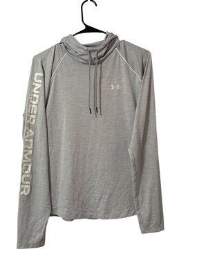 Under Armour Light Gray Velocity Wordmark Lightweight Athletic Hoodie
